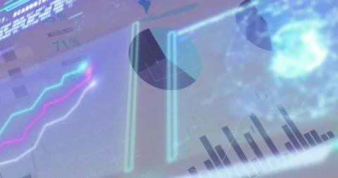 Digital interface with data processing against statistical data processing Stock Footage 328353997