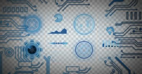 Digital interface with data processing against microprocessor connections on Stockillustratie