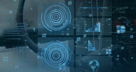 Digital interface with data processing and microprocessor connections against Video stock 199307774