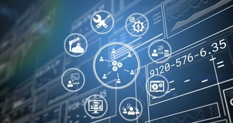 Digital interface with data processing over globe against digital interface Stock Footage 328645585