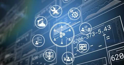 Digital interface with data processing over globe against digital interface 스톡 일러스트