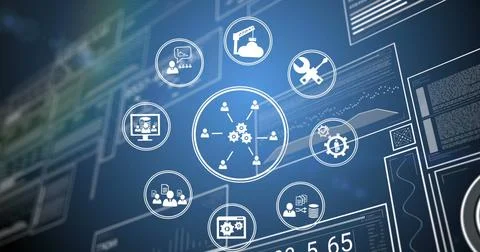 Digital interface with data processing over globe against digital interface Illustrazione stock