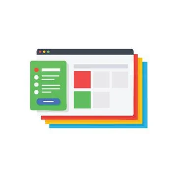 (Digital Interface Design Layers. Sleek graphic depicts a user experience l.. Stock Illustration