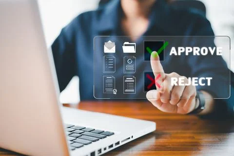 Digital interface designed for business automation, concept of document rev.. Foto stock