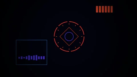 Digital interface display with circular graphics and sound Stock Footage 340273704