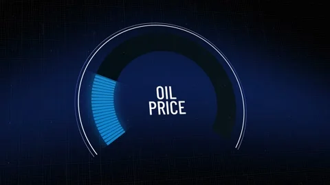 Digital interface display of oil price gauge decreasing rapidly, crude petrol Stock Footage 331453767
