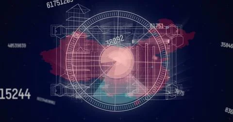 Digital interface displaying analytics and data with futuristic design elements Stock Photos
