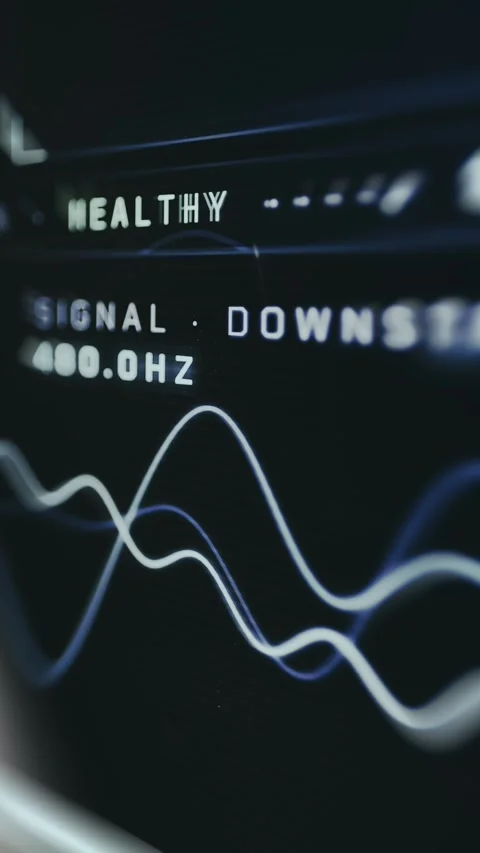 Digital interface displaying signal analysis data Stock Footage 335487722