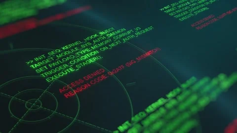 Digital interface displays a system access attempt with green terminal text Stock Footage 315894512