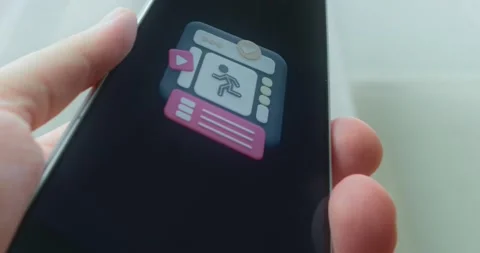 Digital interface element with an animated figure running, motion graphics Video stock 313440382