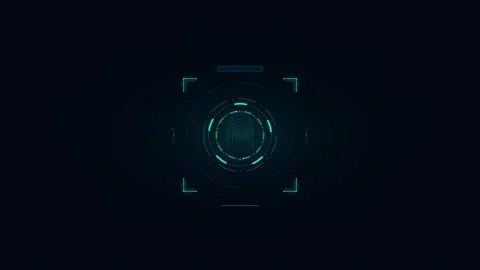 Digital interface featuring a glowing teal fingerprint with binary code ins.. 動画素材 335826616