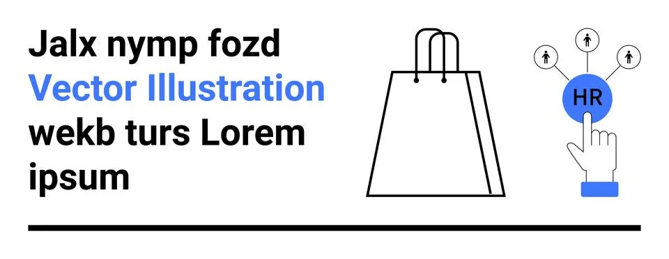 Digital interface featuring a hand pointing to an HR icon with multiple arrow Stockillustratie