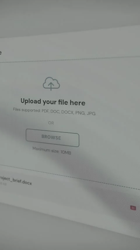 Digital interface for a file upload Stock Footage 333835554