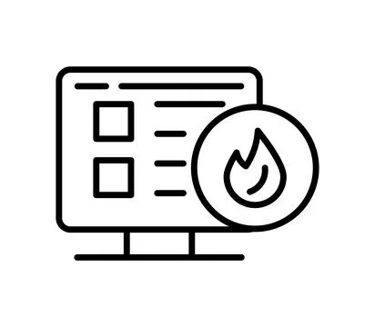 Digital Interface with Fire Icon for Concept of Heat and Energy Management Illustrazione stock
