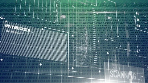 Digital interface with graphs and program codes Stock Footage 110722952