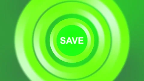 Digital interface with green circular rings and "SAVE" text on blurred back.. Stock Footage 321582948