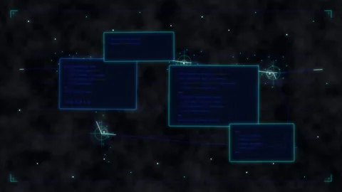 Digital interface HUD with code blocks, data analysis, technology networkin.. Stock-Footage 348330365