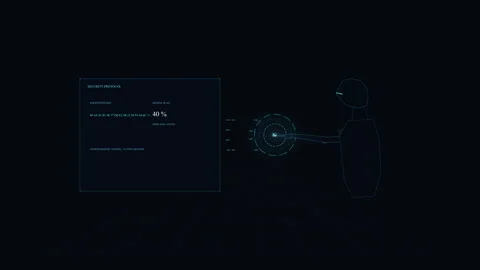 Digital interface HUD with glowing data nodes, network connectivity, cyber .. Stock Footage 348330312