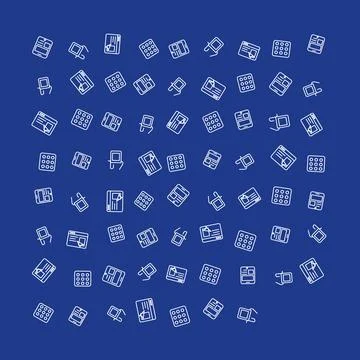 Digital interface icons pattern with website browsing elements on blue back.. 스톡 일러스트