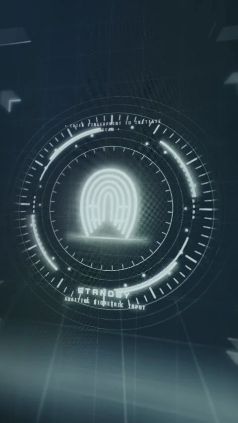 Digital interface with integrated fingerprint biometric security system Stock Footage 335457372