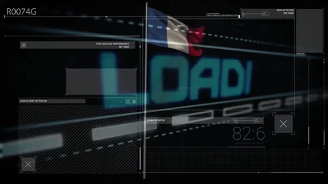 Digital interface with LOADING text and French flag animation over data graphics Stock Footage 305059636