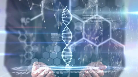 Digital interface medical data processing against mid section of businessman Stock Footage 139897848