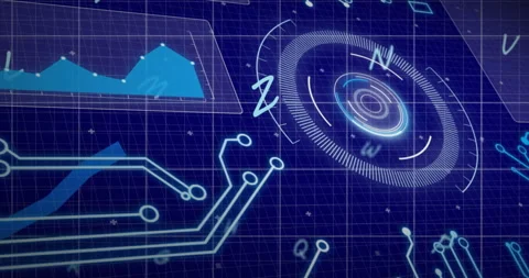 A digital interface with microprocessor connections and data processing against Stock Footage 315639842