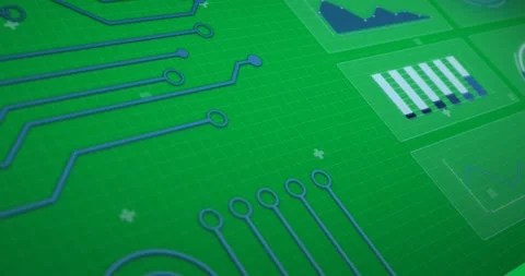 Digital interface with microprocessor connections and data processing against Stockbeeldmateriaal 325178309