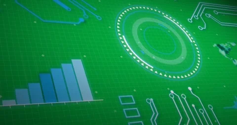 Digital interface with microprocessor connections and data processing against Stockbeeldmateriaal 325420439