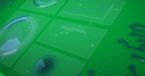 Digital interface with microprocessor connections and data processing against Stockbeeldmateriaal 325565720