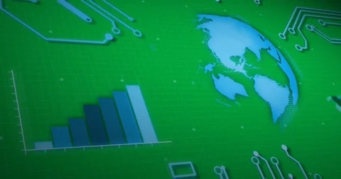 Digital interface with microprocessor connections and data processing against Vídeo Stock 325645469