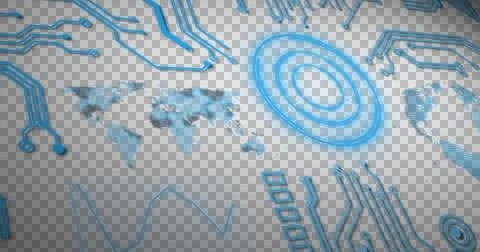 Digital interface with microprocessor connections and data processing against Stockillustratie