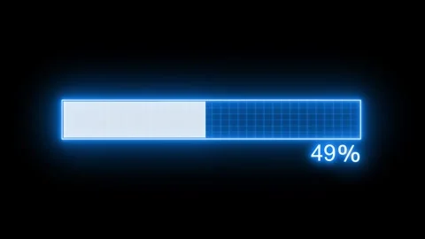 Digital Interface Neon Loading Bar Animation with Smooth Glow Stock Footage 314657436