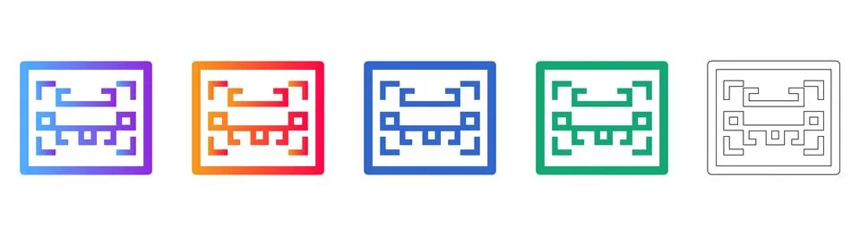 Digital Interface Pattern Icons Set Illustrazione stock