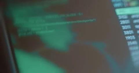 Digital interface with programming code Stock Footage 322620198