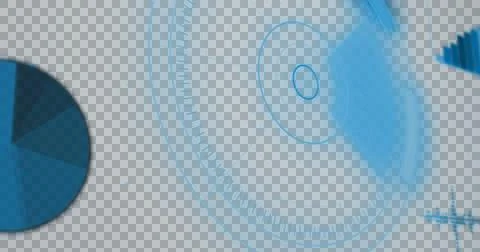 Digital interface with round scanner and data processing against black Stock Illustration