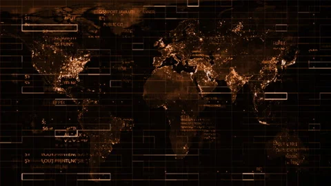 Digital interface screen of the cyber map of the world and global communications Stock-Footage 252405114