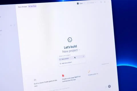 A digital interface screen displays a project builder platform with interactive 스톡 사진