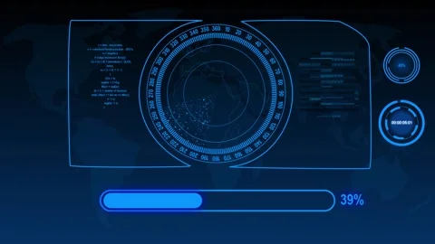 Digital interface showcases global data and binary code streams. Digital in.. Vidéo 337368519