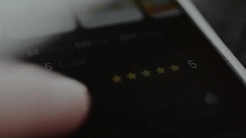 Digital interface showing a 5 star rating system for a product Stock Footage 328810476