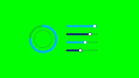 Digital interface showing a circular loading progress bar and four sliders Stock Footage 340266603