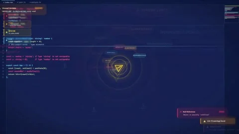 Digital Interface Showing Computer Programming Code with Error Warnings and 스톡 동영상 340217450