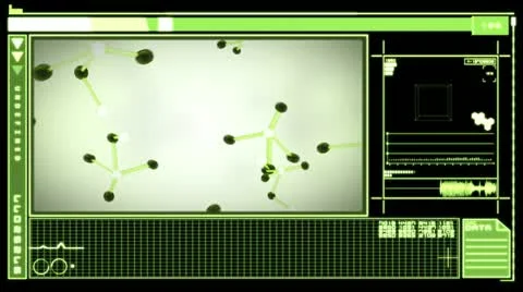 Digital interface showing falling molecules 库存影片 12288698