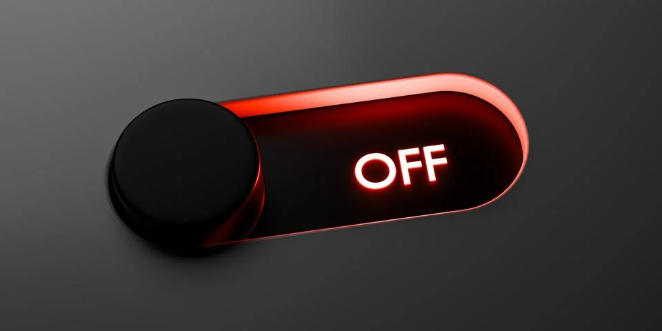 Digital interface slider control button pushed toward negative deactivated .. Stock Illustration