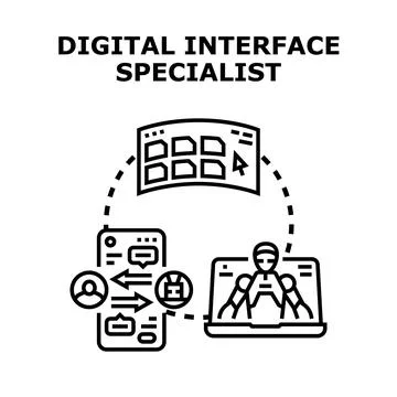 Digital interface specialist creating user experience and ai solutions 库存插图