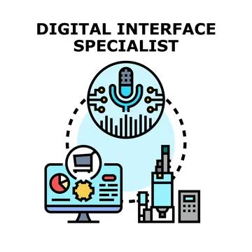 Digital interface specialist managing modern technology solutions Stock Illustration