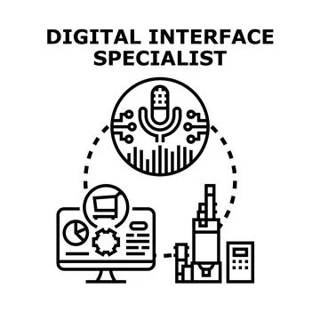 Digital interface specialist managing modern technology solutions Stock Illustration