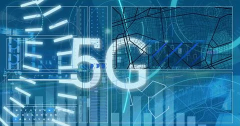 The digital interface, technology and data processing concept is a digitally Illustrazione stock