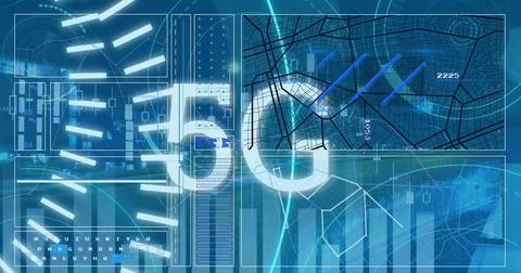 The digital interface, technology and data processing concept is a digitally Stock Illustration