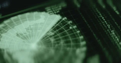 Digital interface with a tracking radar and matrix code Stock Footage 314457744